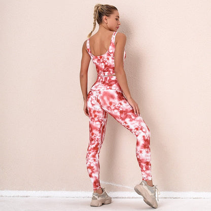 Seamless Tie Dye Yoga Suit GYM Sporty Fitness Two Piece Set Running Sports Jogging Tracksuit Bra Top Leggings Workout Wear-9