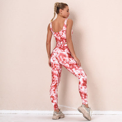 Seamless Tie Dye Yoga Suit GYM Sporty Fitness Two Piece Set Running Sports Jogging Tracksuit Bra Top Leggings Workout Wear-3