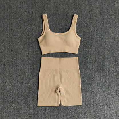 2PCS Women Yoga Set Gym Set Sexy Bra Seamless Sports Shorts Workout Running Clothing Gym Wear Athletic Sport Suit-10